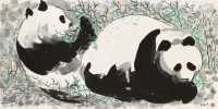 吴冠中 1992年作 熊猫 镜心